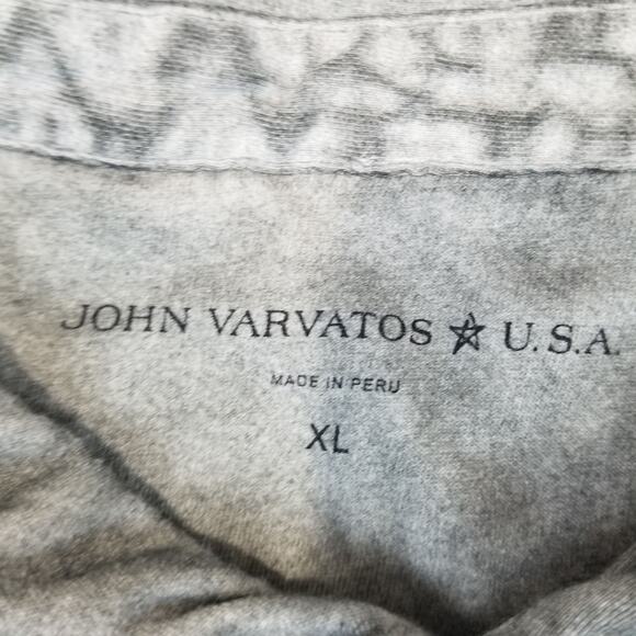 John Varvatos Polo Shirt Mens XL Gray Distressed Button Collar Casual Classic - Picture 4 of 8